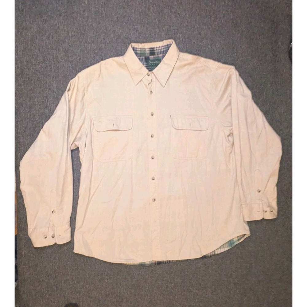 Vintage Scandia Woods Plaid Lined Jacket Button Up Men's 2XL Beige‎ Heavy Shirt